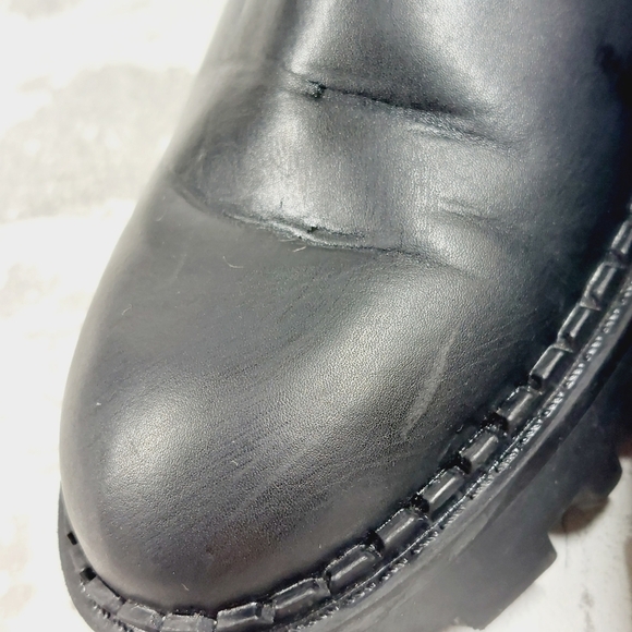 Zara Black Leather Round Toe Low Heel Pull On Ankle Boots V488 - Picture 12 of 13